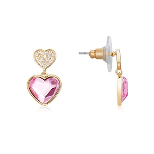 August Woods Gold + Pink Crystal Heart Drop Earrings - Gold