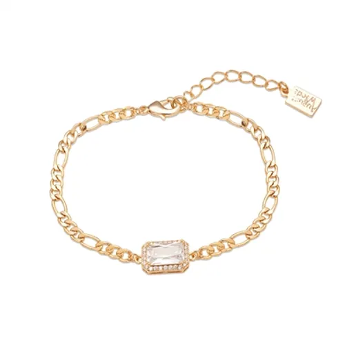 August Woods Gold Rectangular Crystal Chain Bracelet - 18cm