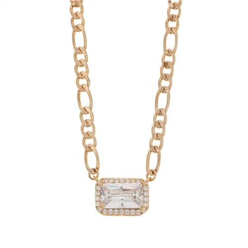 August Woods Gold Rectangular Crystal Chain Necklace - 40cm