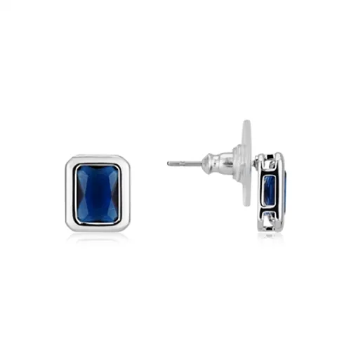 August Woods Silver Blue Glass Cocktail Hour Stud Earrings - Silver