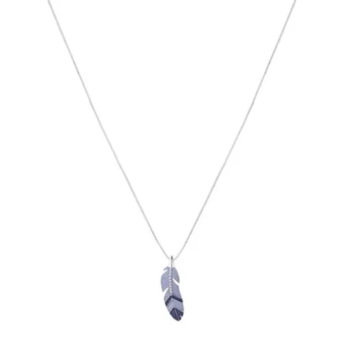 August Woods Silver Crystal Feather Necklace