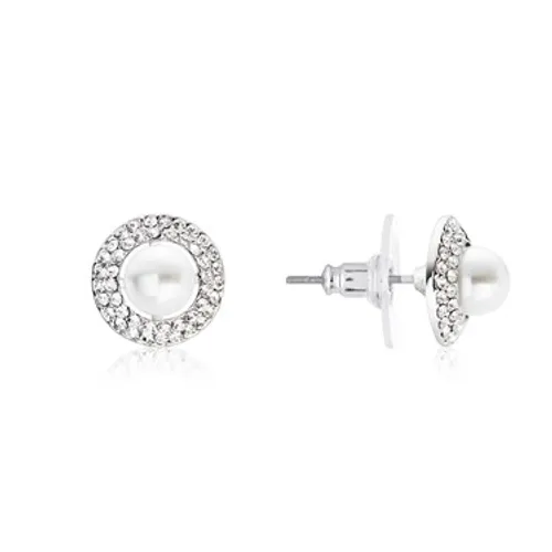 August Woods Silver Crystal Pearl Earrings - Silver