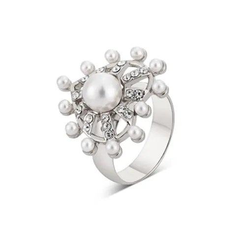 August Woods Silver Pearl Heart Adjustable Ring - Adjustable