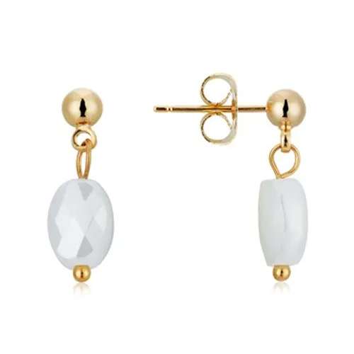 August Woods White + Gold Glass Bead Drop Earrings - Gold