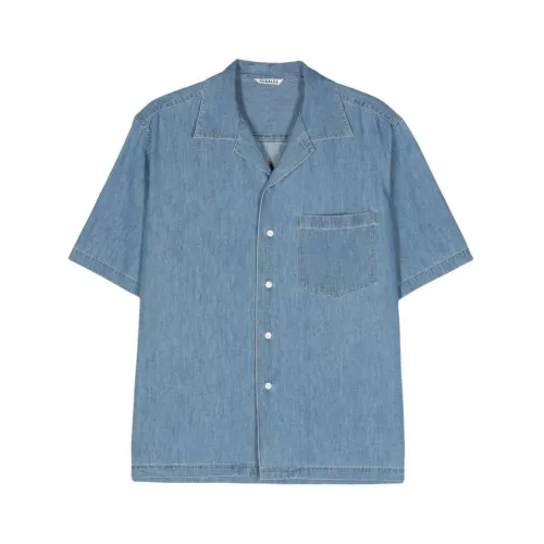 Auralee , Denim Shirts ,Blue male, Sizes: