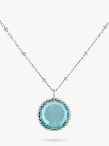 Auree Barcelona Birthstone Sterling Silver Necklace - Blue Topaz - March - Female