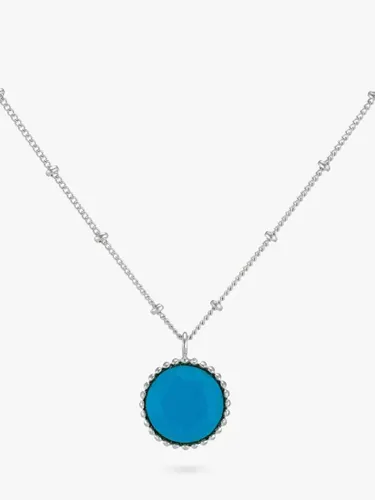 Auree Barcelona Personalised Birthstone Sterling Silver Beaded Pendant Necklace - Turquoise - December - Female