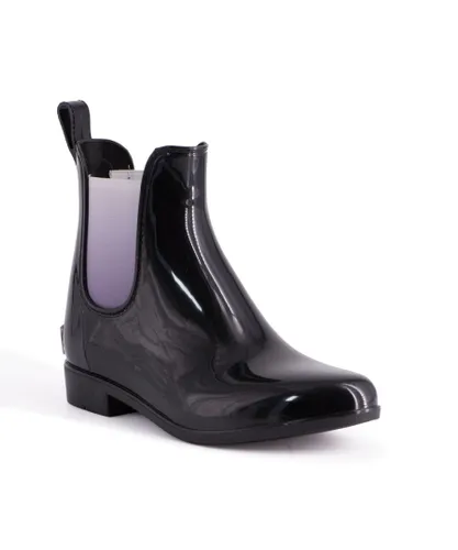 Aus Wooli Australia Womens Rainboots With Sheepskin Insole Included - Black & Silver Leather