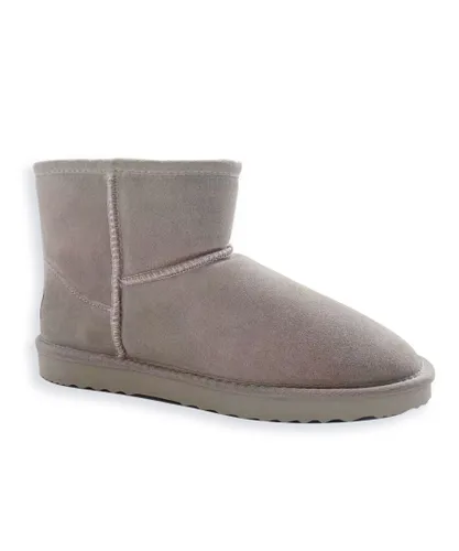 Aus Wooli Womens Australia Short Sheepskin Ankle Boot - Grey Leather