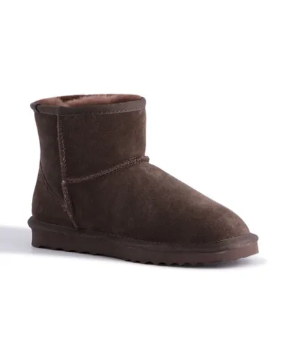 Aus Wooli Womens "Bondi" Australia Short Sheepskin Ankle Boot, Chocolate Leather