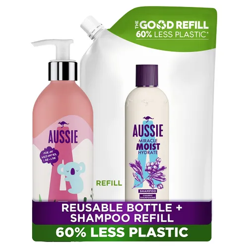 Aussie Miracle Moist Silicone-free Refillable Shampoo Set