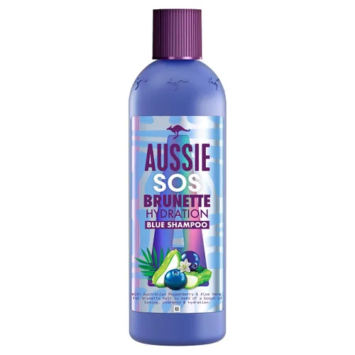 Aussie SOS Brunette Hair Hydration Vegan Blue Shampoo for