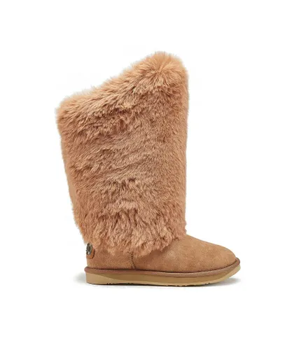 Australia Luxe Co Womens Hun Chestnut Boots - Beige Fur