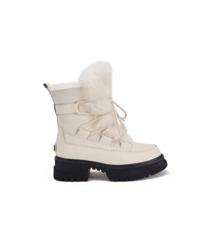 Australia Luxe Co Womens Westward Satin Pale Boots - White Sheepskin