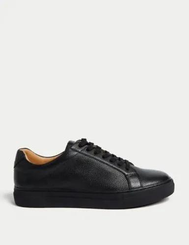 Autograph Mens Leather Lace Up Trainers with Freshfeet™ - 12 - Black/Black, Black/Black,White,Navy,Black