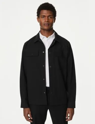 Autograph Mens Pure Cotton Overshirt with Stormwear™ - MREG - Black, Black,Stone
