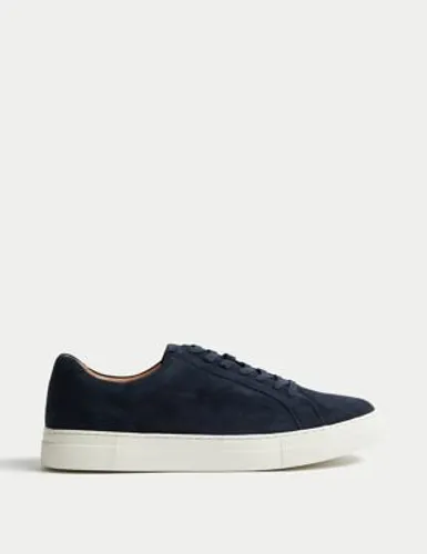 Autograph Mens Suede Lace Up Trainers with Freshfeet™ - 11 - Navy, Navy,Caramel,Stone,Dark Charcoal