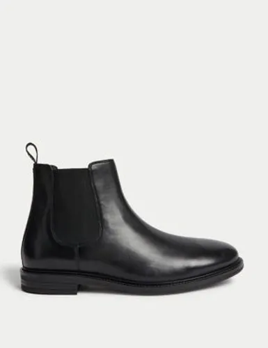 Autograph Mens Wide Fit Leather Chelsea Boots - 8 - Black, Black