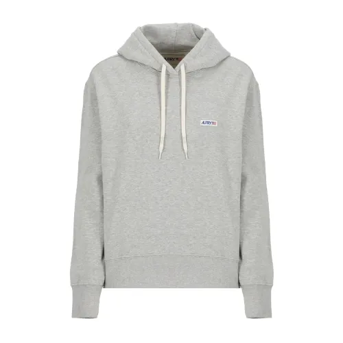 Autry , Grey Cotton Hoodie with Contrasting Logo ,Gray female, Sizes: