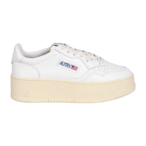 Autry , Leather Platform Sneakers ,White female, Sizes: