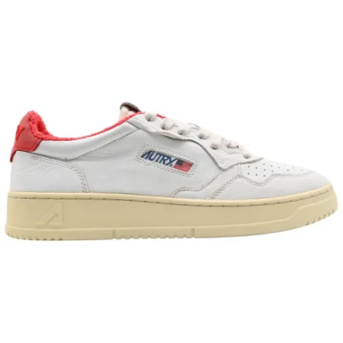 Autry , Low Man Sneakers in Goat/Spo Wht Red ,White female, Sizes: