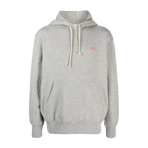 Autry , Mini Logo Patch Hoodie ,Gray male, Sizes: