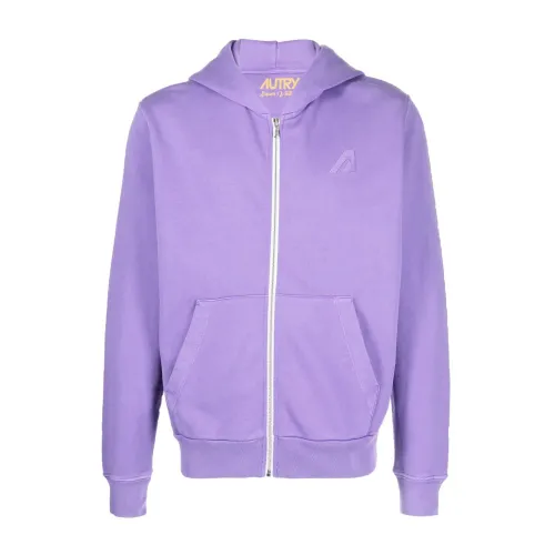 Autry , Purple Cotton Hoodie for Men ,Purple male, Sizes: