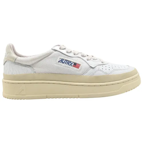 Autry , White Leather Low Top Sneakers ,White female, Sizes: