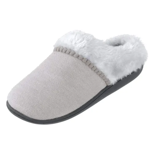 Autumn Faith Ladies Slippers Mule Style Grey Warm Knitted