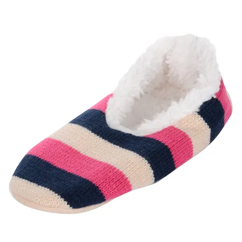 Autumn Faith Ladies Stripe Knitted Snugg Slippers With