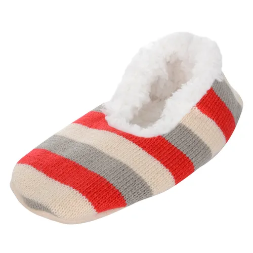 Autumn Faith Ladies Stripe Knitted Snugg Slippers With
