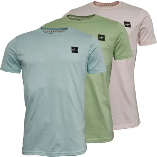 Avant Garde Mens Sawton Three Pack T-Shirts Baby Blue/Chalk Pink/Mint Green