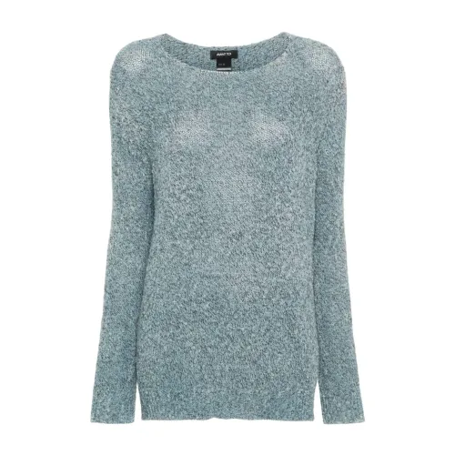 Avant Toi , Blue Knitted Sweater Bouclé Round Neck ,Blue female, Sizes: