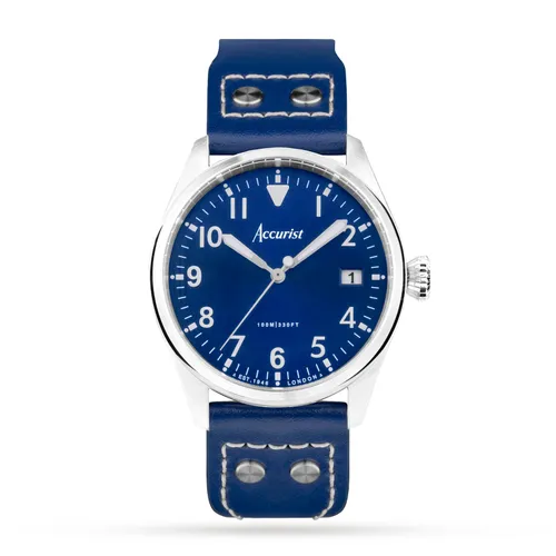 Aviation Blue Leather Strap 41mm Watch