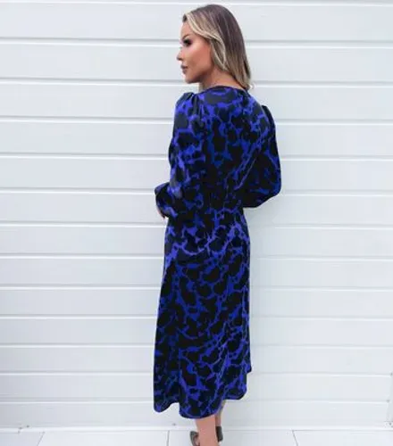 AX Paris Abstract Print Long Sleeve Belted Wrap Midi Dress New Look
