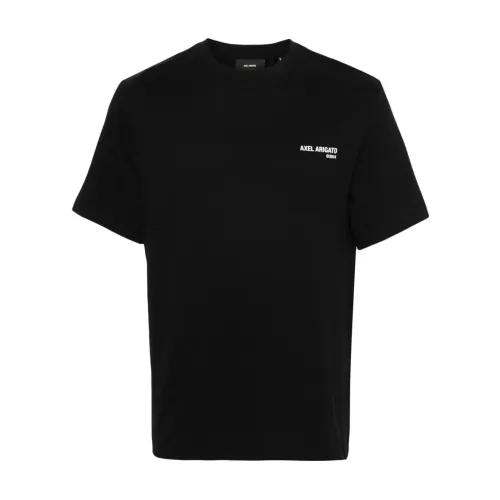 Axel Arigato , Black T-shirts and Polos with White Print ,Black male, Sizes: