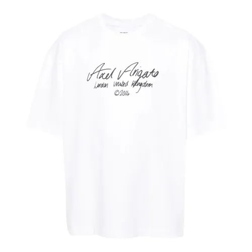 Axel Arigato , White Logo Print Cotton T-shirt ,White male, Sizes: