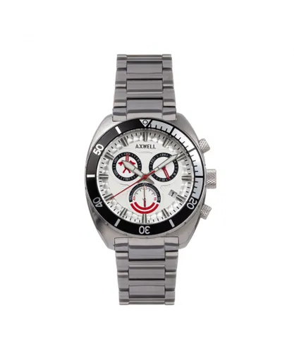 Axwell Mens Minister Chronograph Bracelet Watch w/Date - White Stainless Steel - One Size