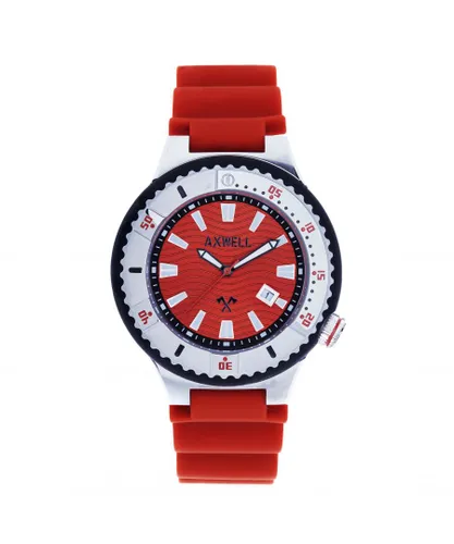 Axwell Mens Summit Strap Watch w/Date - Red Stainless Steel - One Size