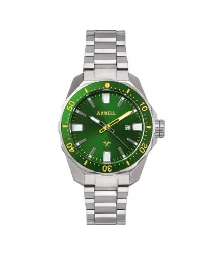 Axwell Mens Timber Bracelet Watch w/ Date - Green Stainless Steel - One Size