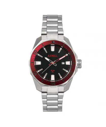 Axwell Mens Timber Bracelet Watch w/ Date - Red Stainless Steel - One Size
