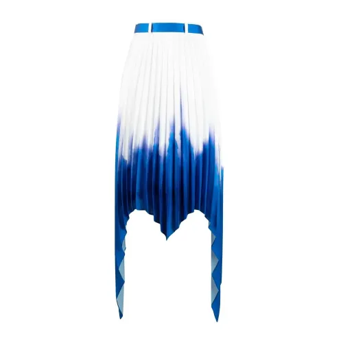 AZ Factory , Asymmetric Pleated Skirt with Abstract Print ,Multicolor female, Sizes: