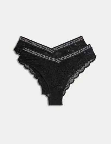 B By Boutique Womens 2pk Cleo Lace Miami Knickers - XL - Black, Black,White,Sunset,Dark Blue