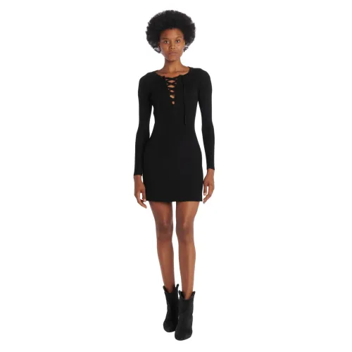 Ba&Sh , Black Rib Minidress ,Black female, Sizes: