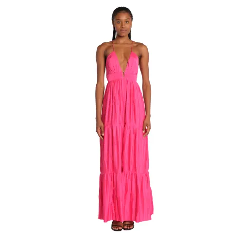 Ba&Sh , Fuchsia Crossover Long Dress ,Pink female, Sizes: