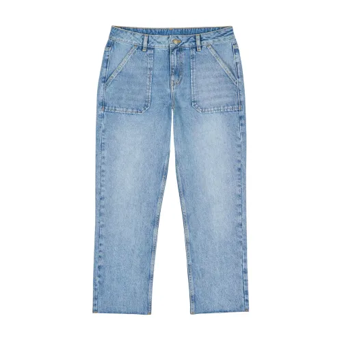 Ba&Sh , Light Blue Straight Cut Denim Pants ,Blue female, Sizes: