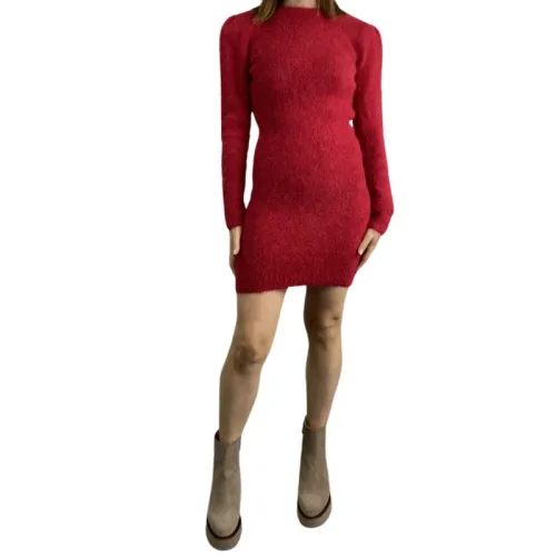Ba&Sh , Red Knit Dress with Back Neckline ,Red female, Sizes: