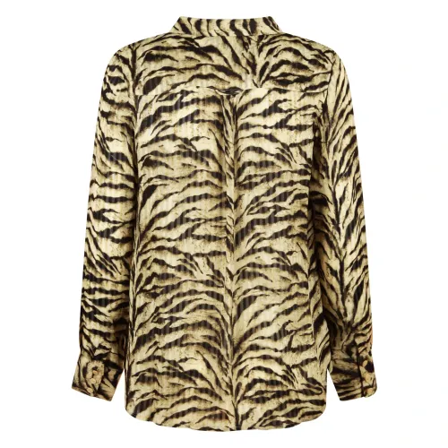 Ba&Sh , Striped Jacquard Blouse with Zebra Pattern ,Beige female, Sizes: