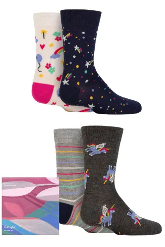 Babies and Kids 4 Pair Thought Luma Bamboo Unicorn Gift Boxed Socks Multi 2-3 Years