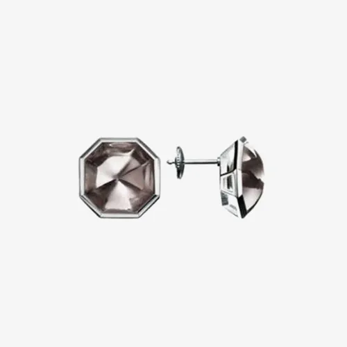 Baccarat Silver Clear Crystal Octagon Stud Earrings 2611980